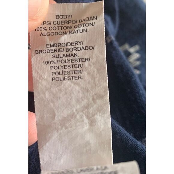 Lucky Brand navy blue EMBROIDERED Boho CAP SLEEVE TUNIC SHIRT TOP sz XS - Picture 6 of 6